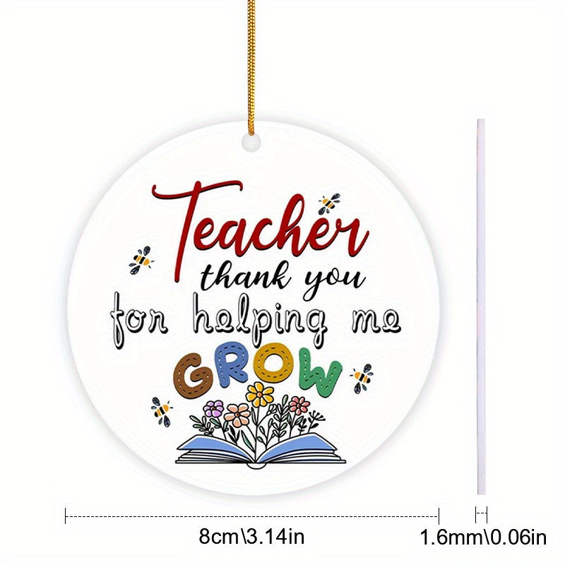 2D Thank You Teacher Acrylic Pendant Golden Rope Decor