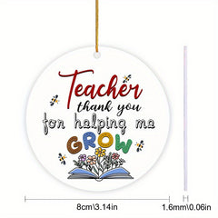 2D Thank You Teacher Acrylic Pendant Golden Rope Decor