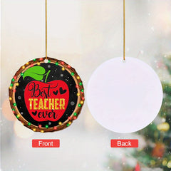 2D Teacher Round Acrylic Pendant Golden Rope Holiday Party Decor