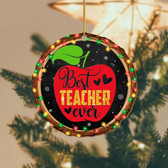 2D Teacher Round Acrylic Pendant Golden Rope Holiday Party Decor