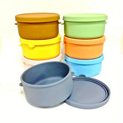 Portable Nonstick Silicone Bowl Set for Camping Picnic, Leakproof Storage Box