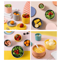 Portable Nonstick Silicone Bowl Set for Camping Picnic, Leakproof Storage Box
