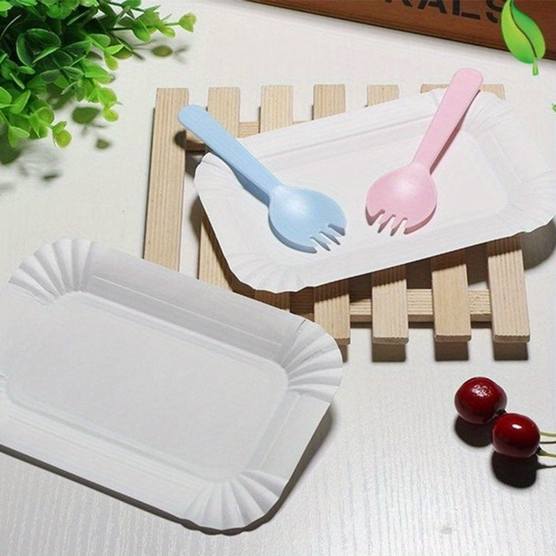 40pcs Rectangular Cake Trays Disposable Paper Plates Kitchen Supplies