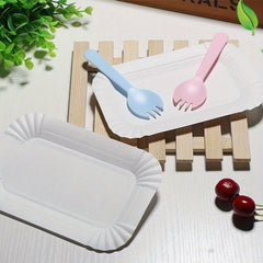 40pcs Rectangular Cake Trays Disposable Paper Plates Kitchen Supplies