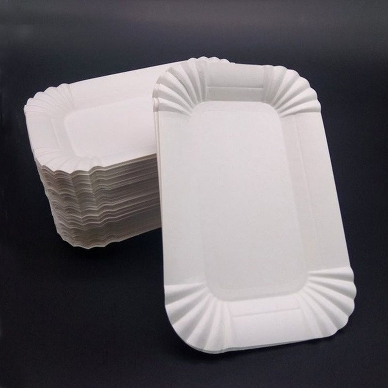 40pcs Rectangular Cake Trays Disposable Paper Plates Kitchen Supplies