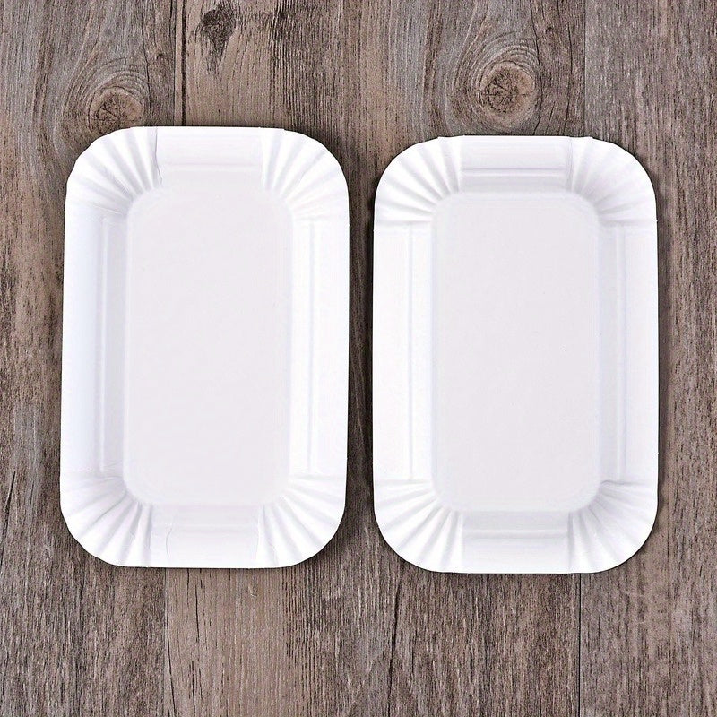 40pcs Rectangular Cake Trays Disposable Paper Plates Kitchen Supplies
