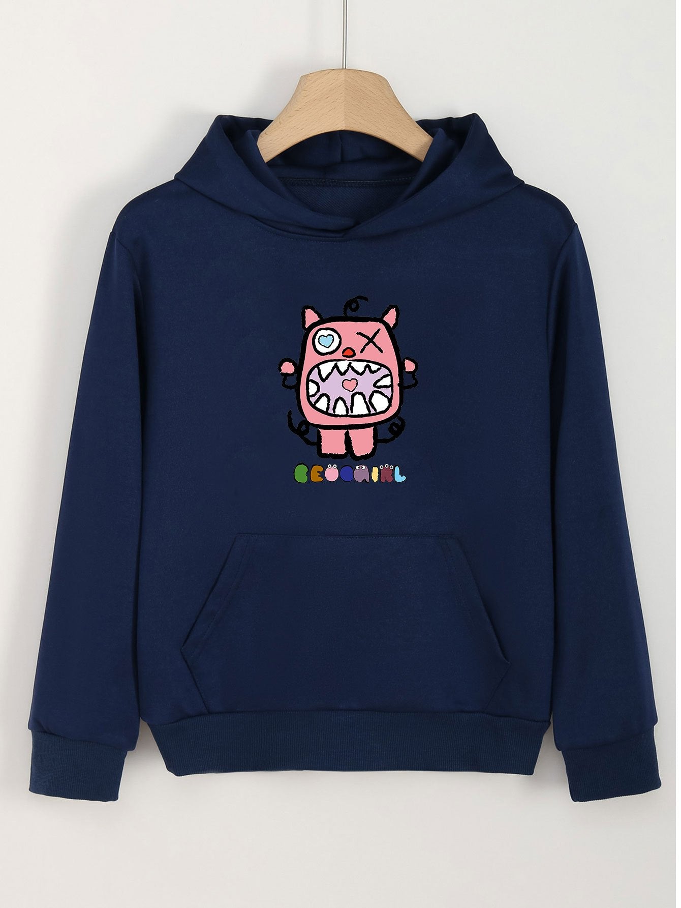 Girls Monster Pastel Hoodies Comfy Hooded Pullover With Pocket