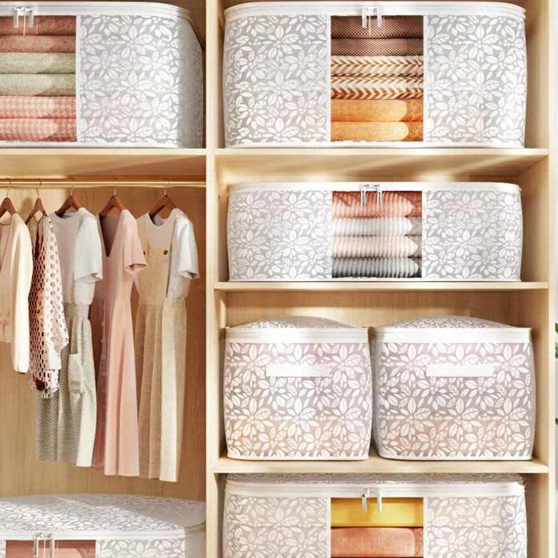 Transparent Wardrobe Organizer Flowers Foldable Storage Box