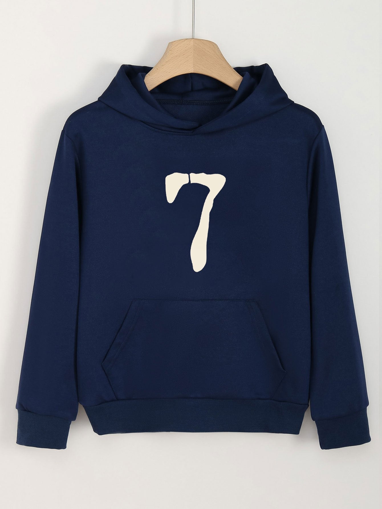 Girls Cartoon Number 7 Hooded Sweatshirt Comfy Pullover