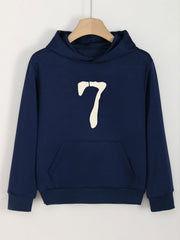 Girls Cartoon Number 7 Hooded Sweatshirt Comfy Pullover