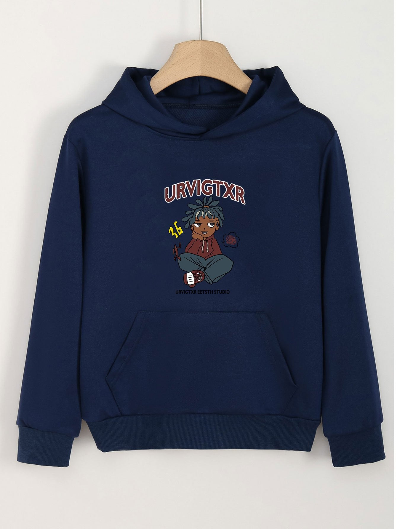 Girls Cartoon Pattern Hooded Sweatshirt Long Sleeve