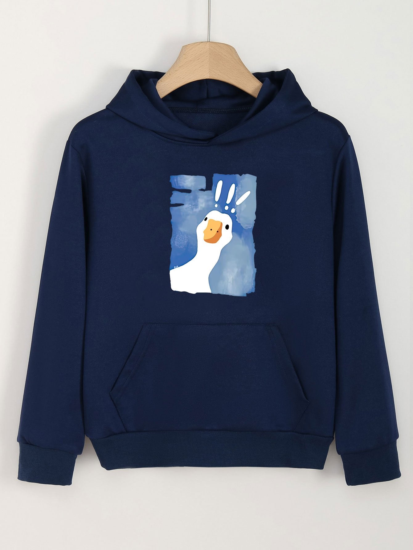 Girls Cartoon Goose Hooded Sweatshirt Long Sleeve Pullover For Girls Clothes
