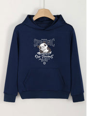 Girls Panda Print Hoodies Comfy Hooded Pullover With Pocket