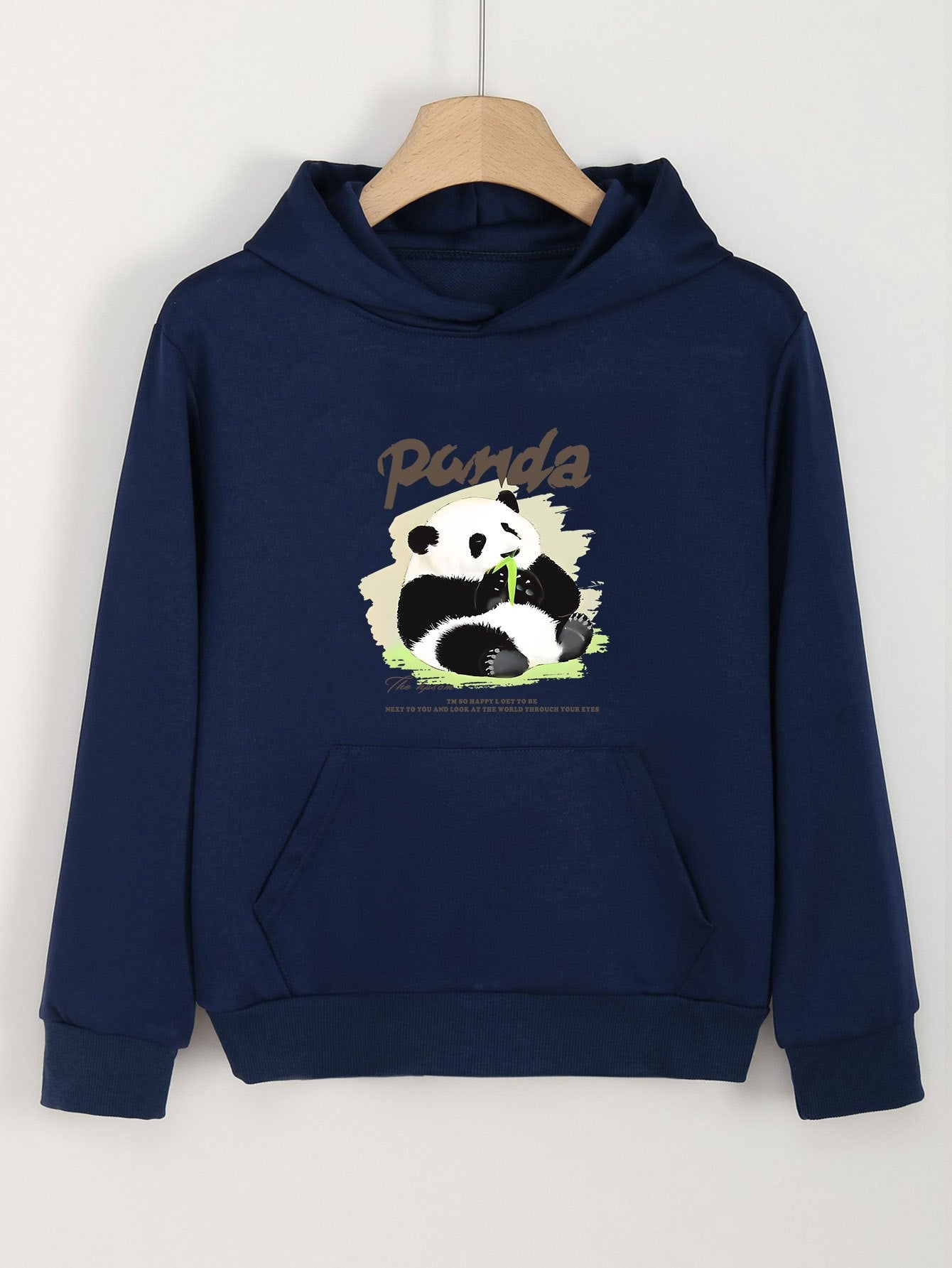 Girls Panda Pattern Hooded Sweatshirt Long Sleeve Pullover