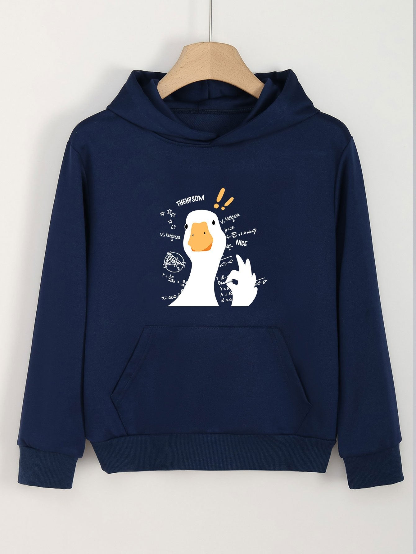 Girls OK Duck Print Hoodies Comfy Hooded Pullover With Pocket