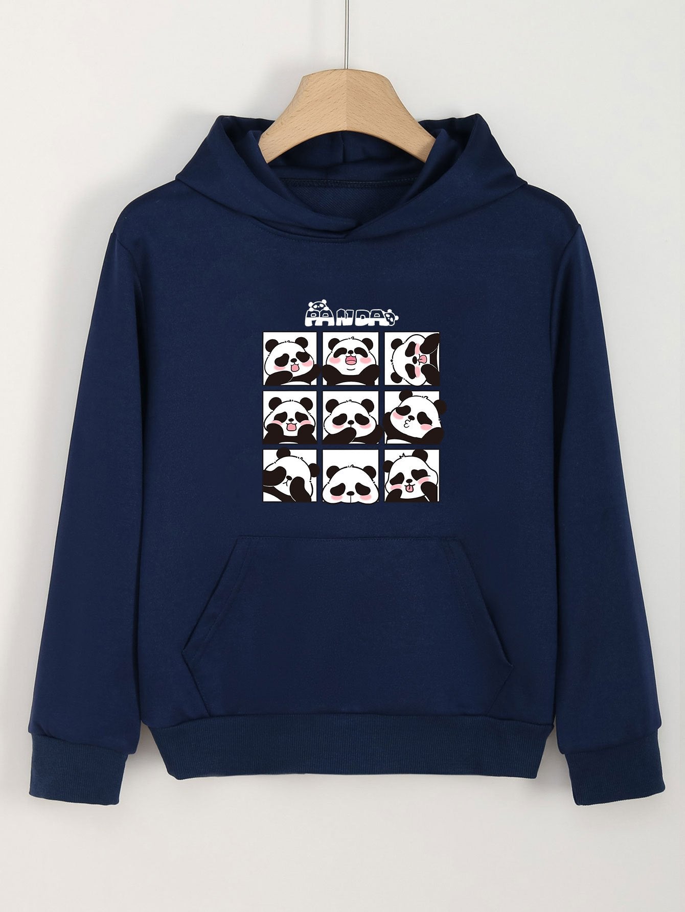 Girls Panda Pattern Hooded Sweatshirt Long Sleeve