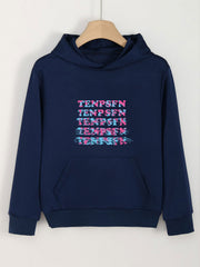 Girls Cartoon Alphabet Long Sleeve Hooded Sweatshirt