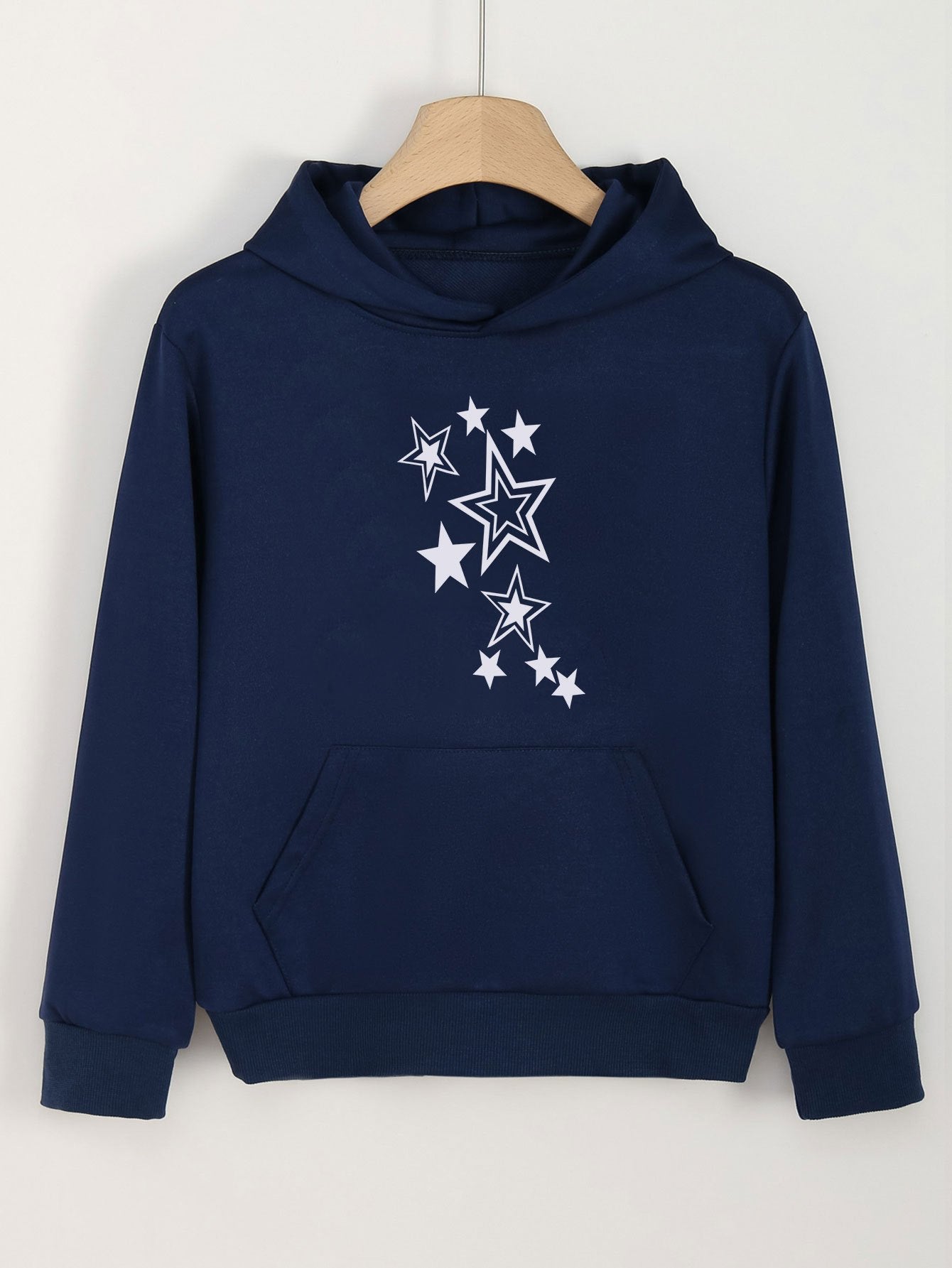 Girls Cartoon Stars Pattern Hooded Sweatshirt