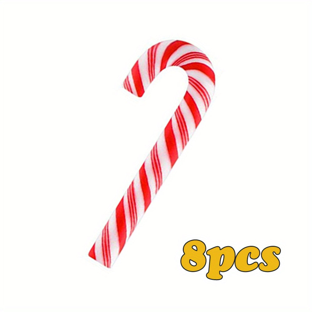 28pcs Rainbow Mini Faux Christmas Candy Cane Decorations DIY Crafts Sticker