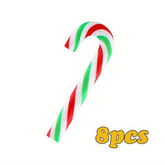 28pcs Rainbow Mini Faux Christmas Candy Cane Decorations DIY Crafts Sticker