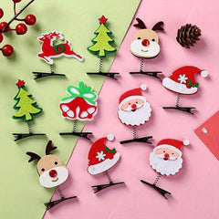 Christmas Decorative Hairpin Elk Santa Claus Snowman Bell Hair Accessories