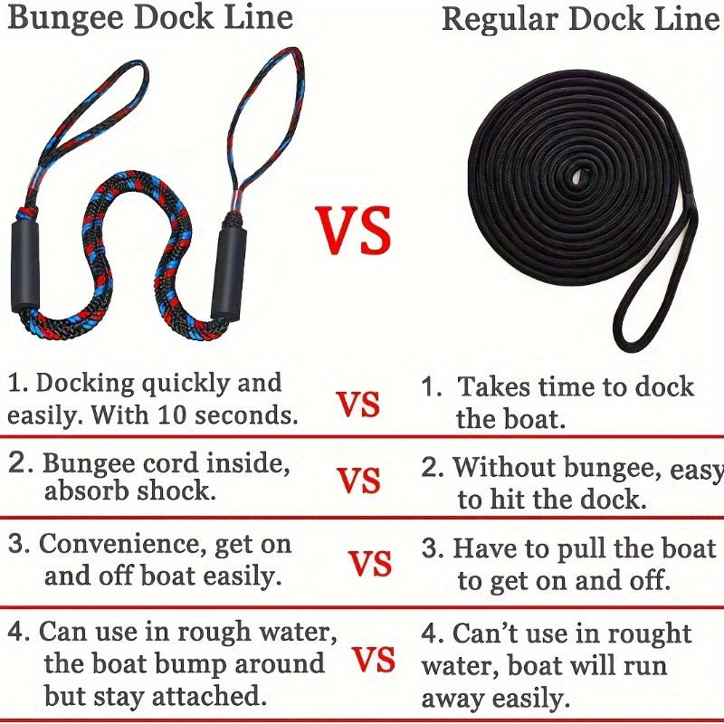 Bass Boat Mooring Lines 121 Bungee Dock Line with Snubber
