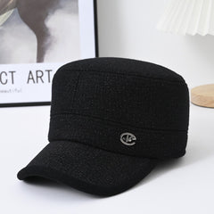 Winter Velvet Flat Top Hat for Old Men - Coldproof Warm Cap