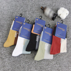 Men's Block Striped Crew Socks Cotton Blend Casual Outdoor Activities