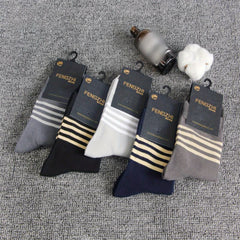 Men's Block Striped Crew Socks Cotton Blend Casual Outdoor Activities