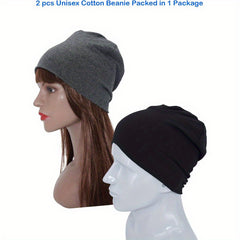 2 Pack Soft Beanie Hat Slouchy Hats Skull Caps Summer Running Beanies