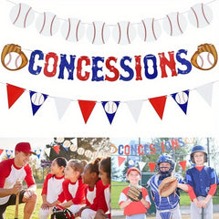 3pcs Baseball Banner Glitter Bunting Flag Sports Theme Party Decoration