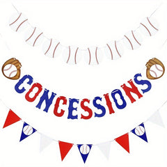3pcs Baseball Banner Glitter Bunting Flag Sports Theme Party Decoration