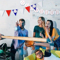 3pcs Baseball Banner Glitter Bunting Flag Sports Theme Party Decoration