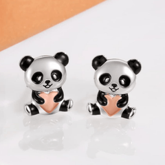 Panda Hug Pink Love Stud Earrings Gift For Family Friends Birthday Christmas