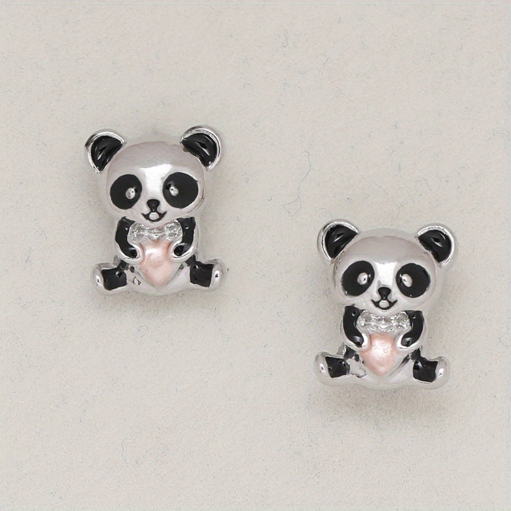 Panda Hug Pink Love Stud Earrings Gift For Family Friends Birthday Christmas