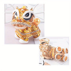 Chinese Style Rhinestone Lion Keychain