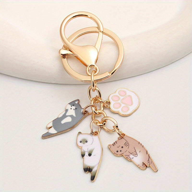 Cartoon Cat Keychain Animal Key Ring Purse Bag Charm Pendant Gift