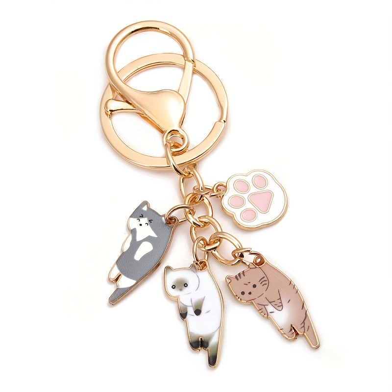 Cartoon Cat Keychain Animal Key Ring Purse Bag Charm Pendant Gift