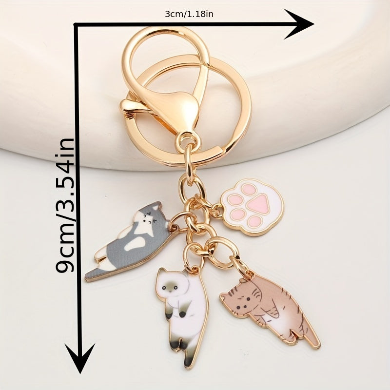Cartoon Cat Keychain Animal Key Ring Purse Bag Charm Pendant Gift