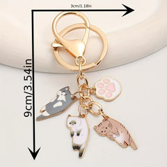 Cartoon Cat Keychain Animal Key Ring Purse Bag Charm Pendant Gift