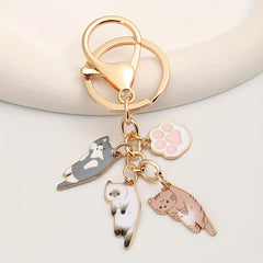 Cartoon Cat Keychain Animal Key Ring Purse Bag Charm Pendant Gift