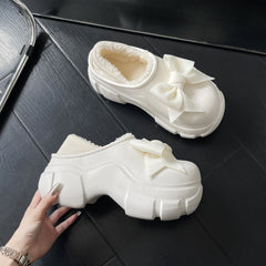 Women's Warm Platform Sandals Bowknot Decoration Comfortable Outdoor Sandals