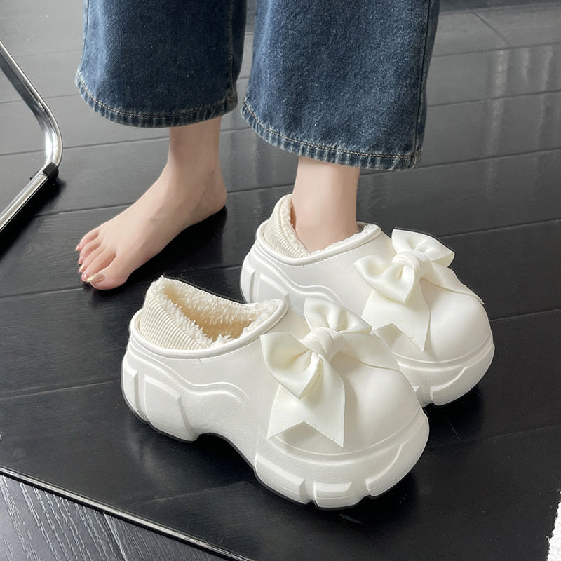 Women's Warm Platform Sandals Bowknot Decoration Comfortable Outdoor Sandals