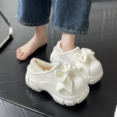 Women's Warm Platform Sandals Bowknot Decoration Comfortable Outdoor Sandals