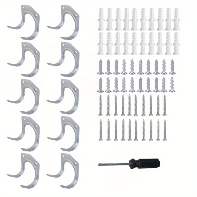 10pcs Tool Hanger Hooks Set Metal Storage Hooks Wall Hooks For Garage