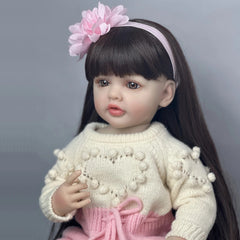 Realistic Reborn Baby Doll Girl with Headband and Shoes