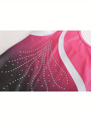 Girls Comfy Gradient Gymnastics Outfit Dance Suit