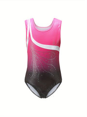 Girls Comfy Gradient Gymnastics Outfit Dance Suit