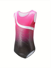 Girls Comfy Gradient Gymnastics Outfit Dance Suit