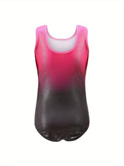 Girls Comfy Gradient Gymnastics Outfit Dance Suit